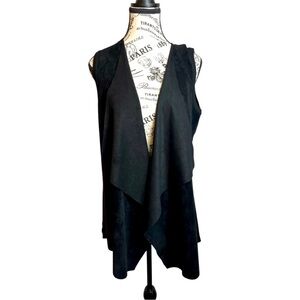 Calvin Klein Black Faux Suede Waterfall Vest small medium large